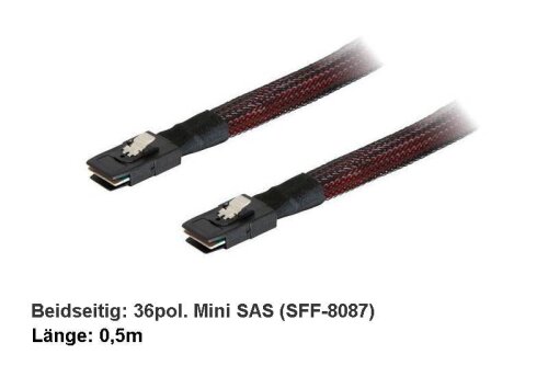 Mini SAS Anschluss Kabel intern / SFF-8087 auf SFF-8087