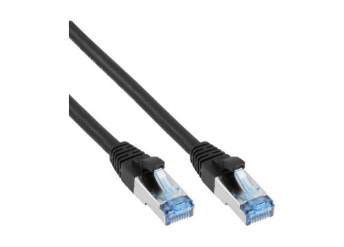 Network patch-cable S/FTP, PiMF, Cat.6A, RJ45, black, 1,0m