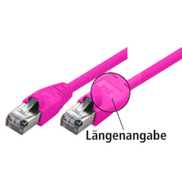 Network patch-cable S/FTP, Cat.6, 250MHz, magenta, 1,0m